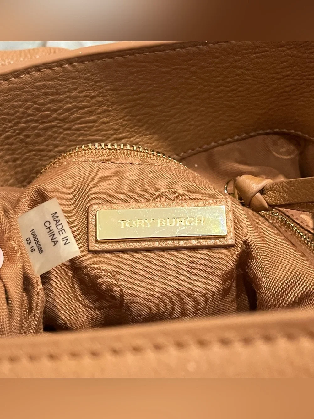 TORY BURCH Britten Large Chain Hobo Brown EUC!